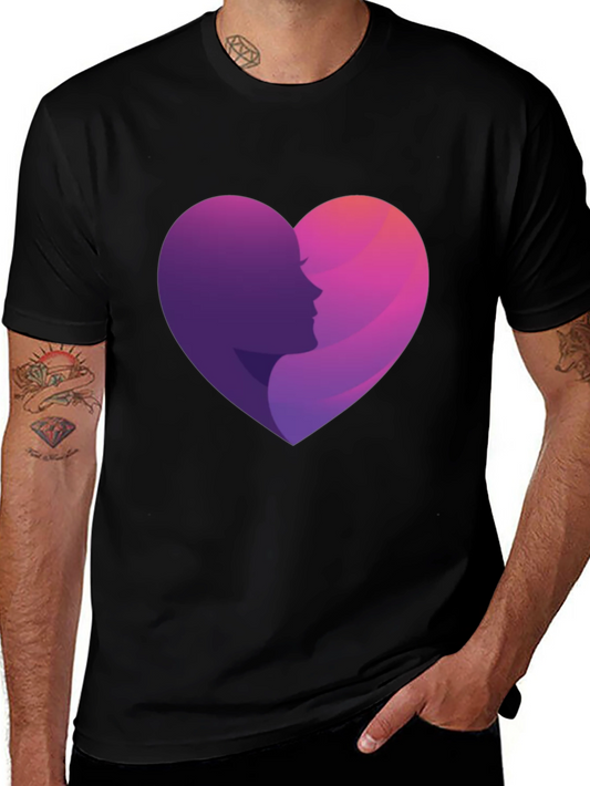 Heart Profile Graphic Tee - Stylish Black T-Shirt