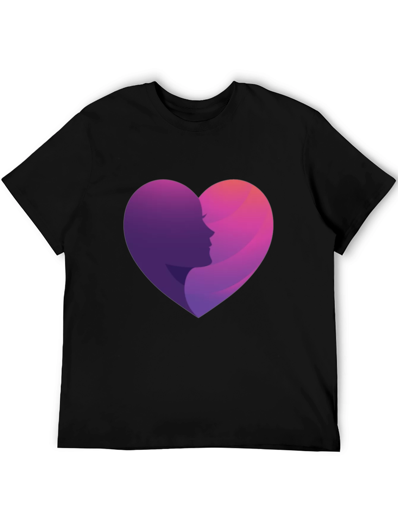 Heart Profile Graphic Tee - Stylish Black T-Shirt