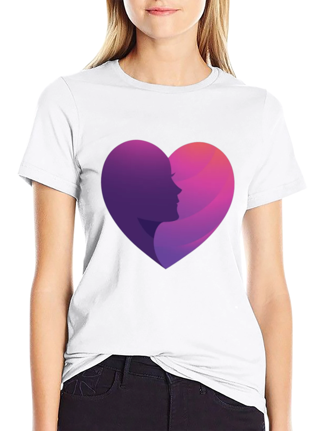 Heart Profile Graphic Tee - Stylish Black T-Shirt