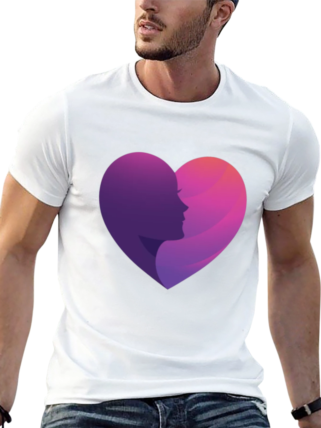 Heart Profile Graphic Tee - Stylish Black T-Shirt