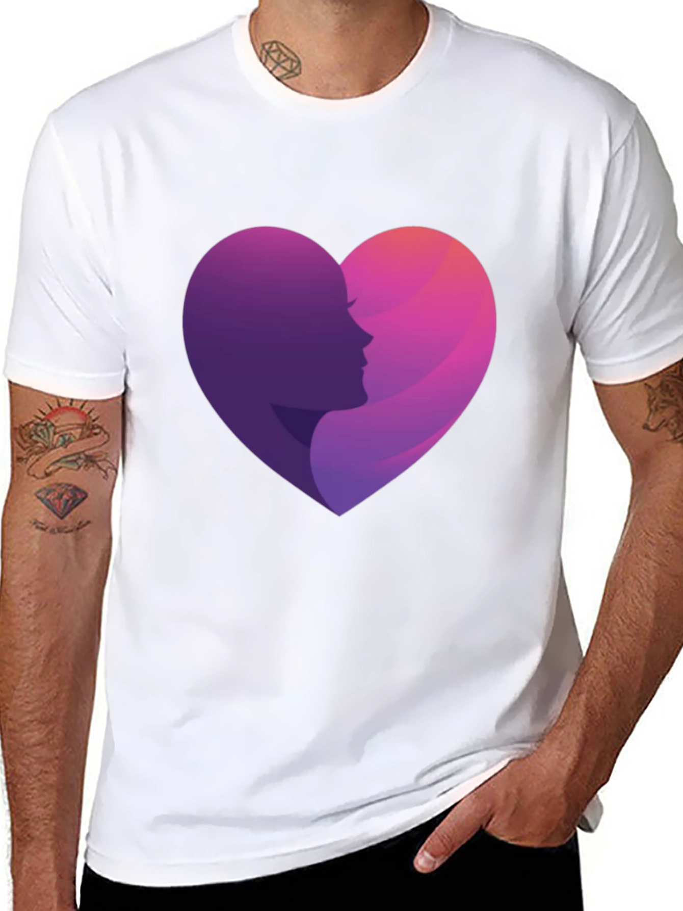 Heart Profile Graphic Tee - Stylish Black T-Shirt