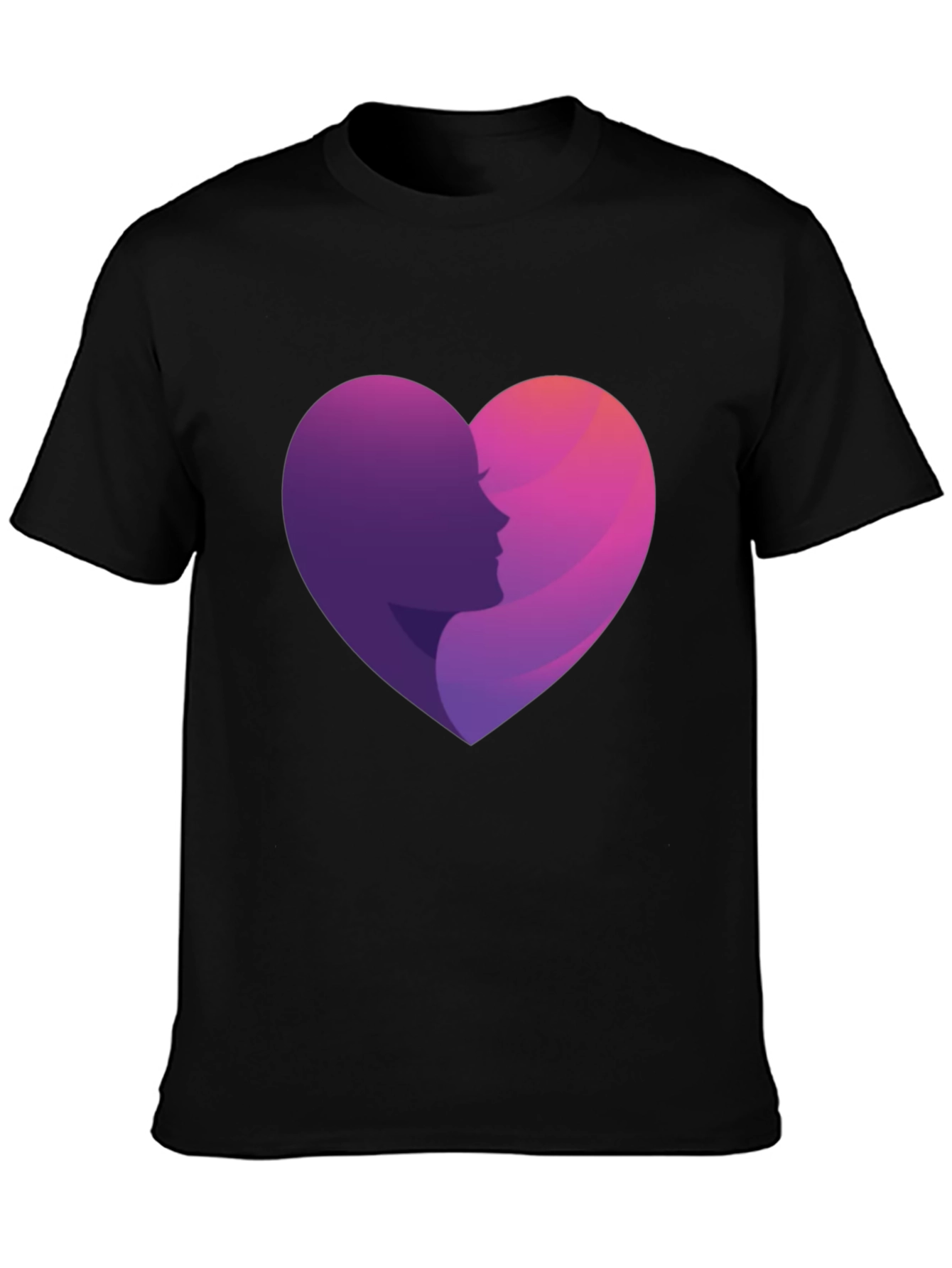 Heart Profile Graphic Tee - Stylish Black T-Shirt