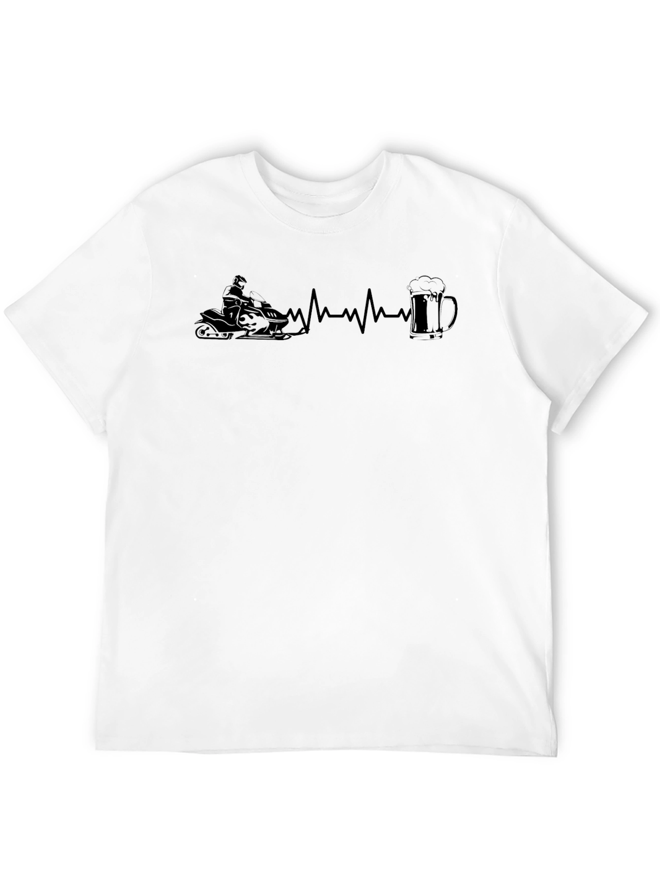 Snowmobile & Beer Heartbeat T-Shirt