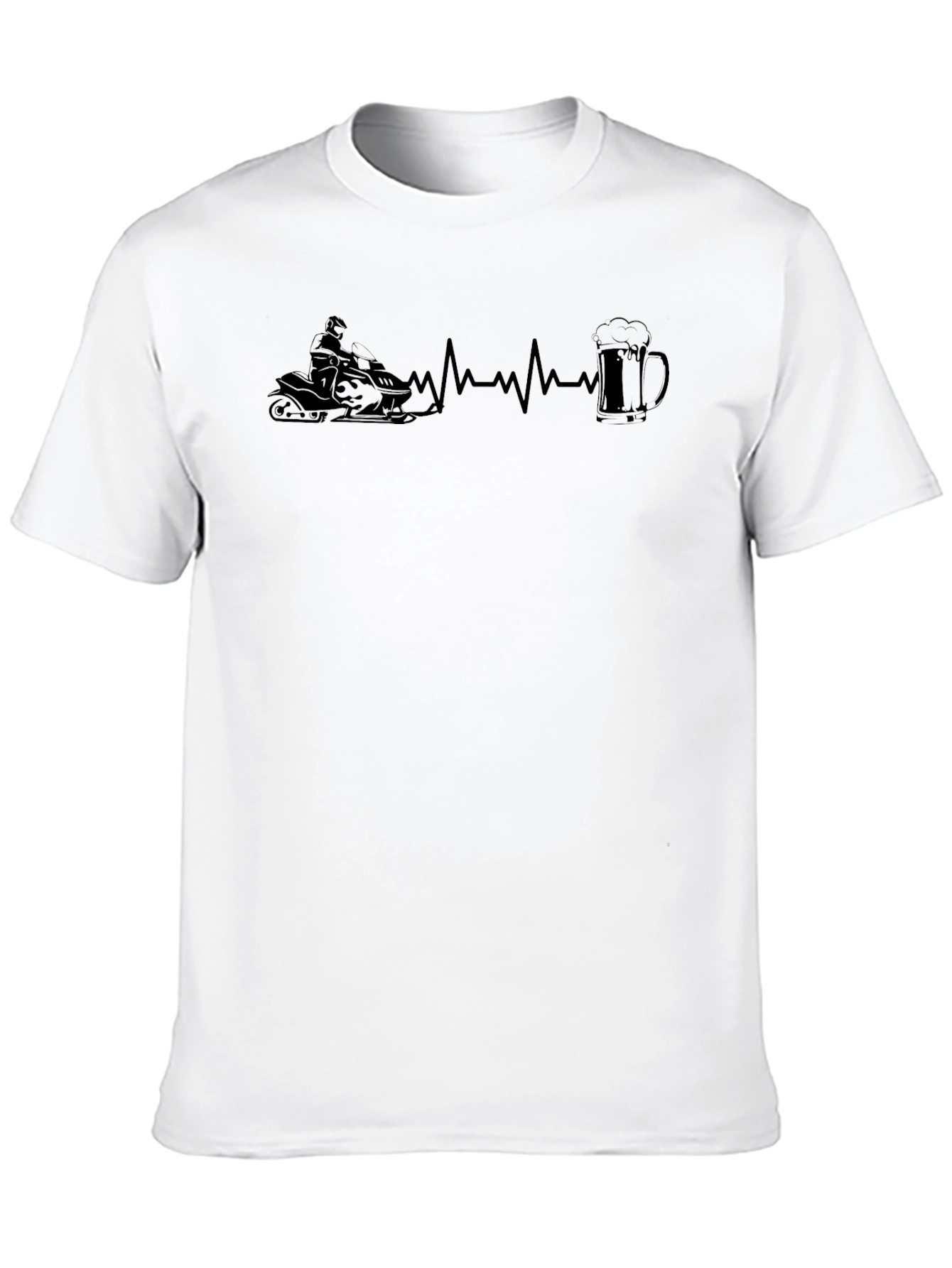 Snowmobile & Beer Heartbeat T-Shirt