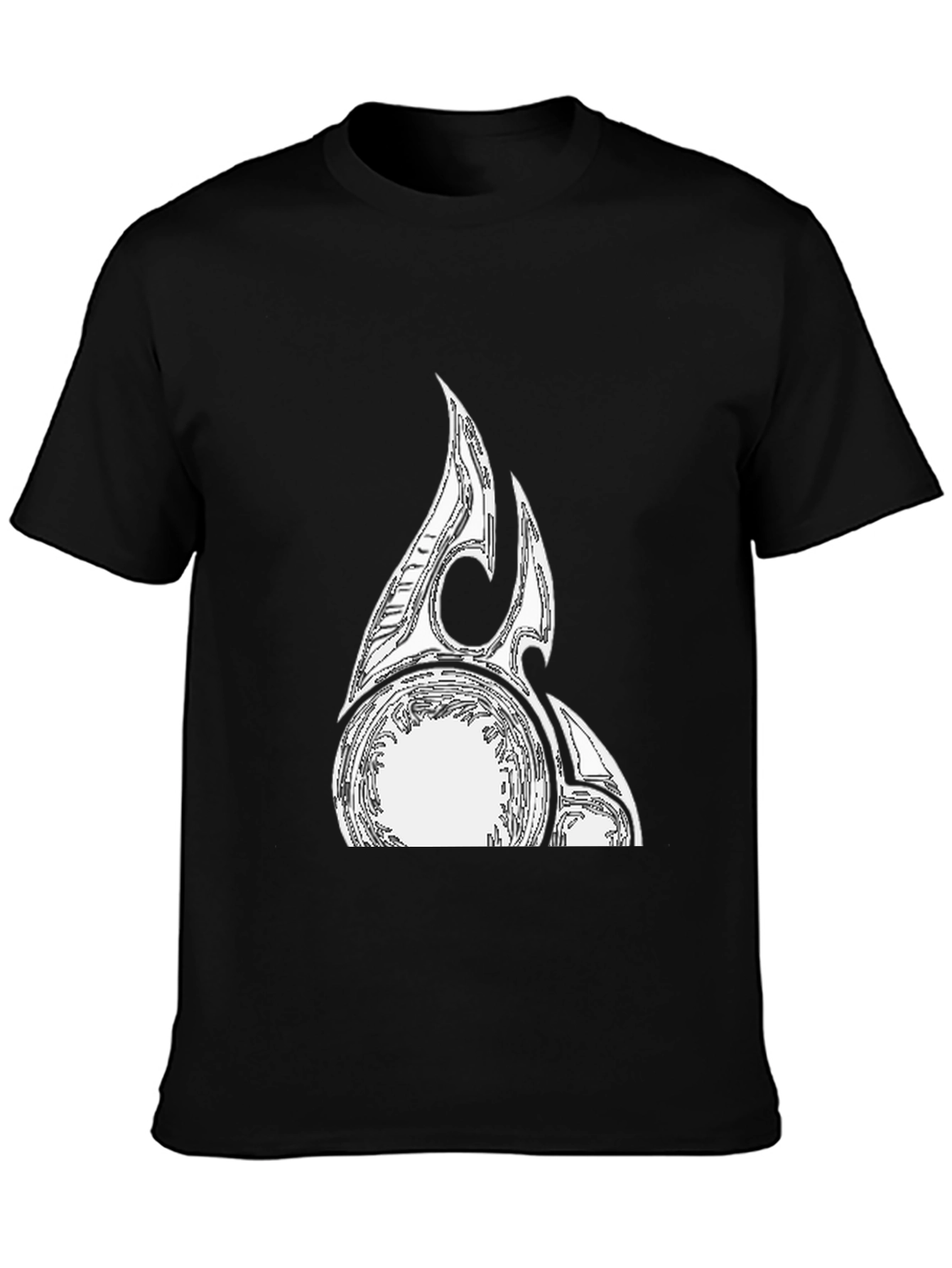 Black Graphic Tee with Abstract White Design