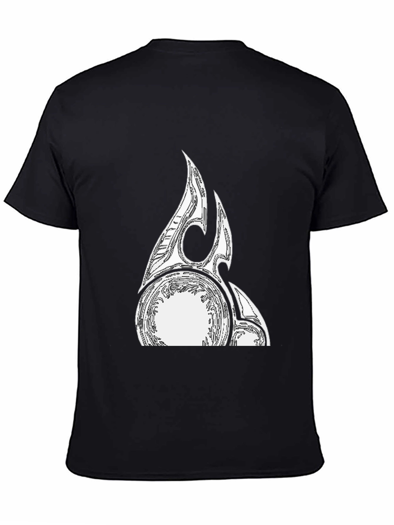 Black Graphic Tee with Abstract White Design
