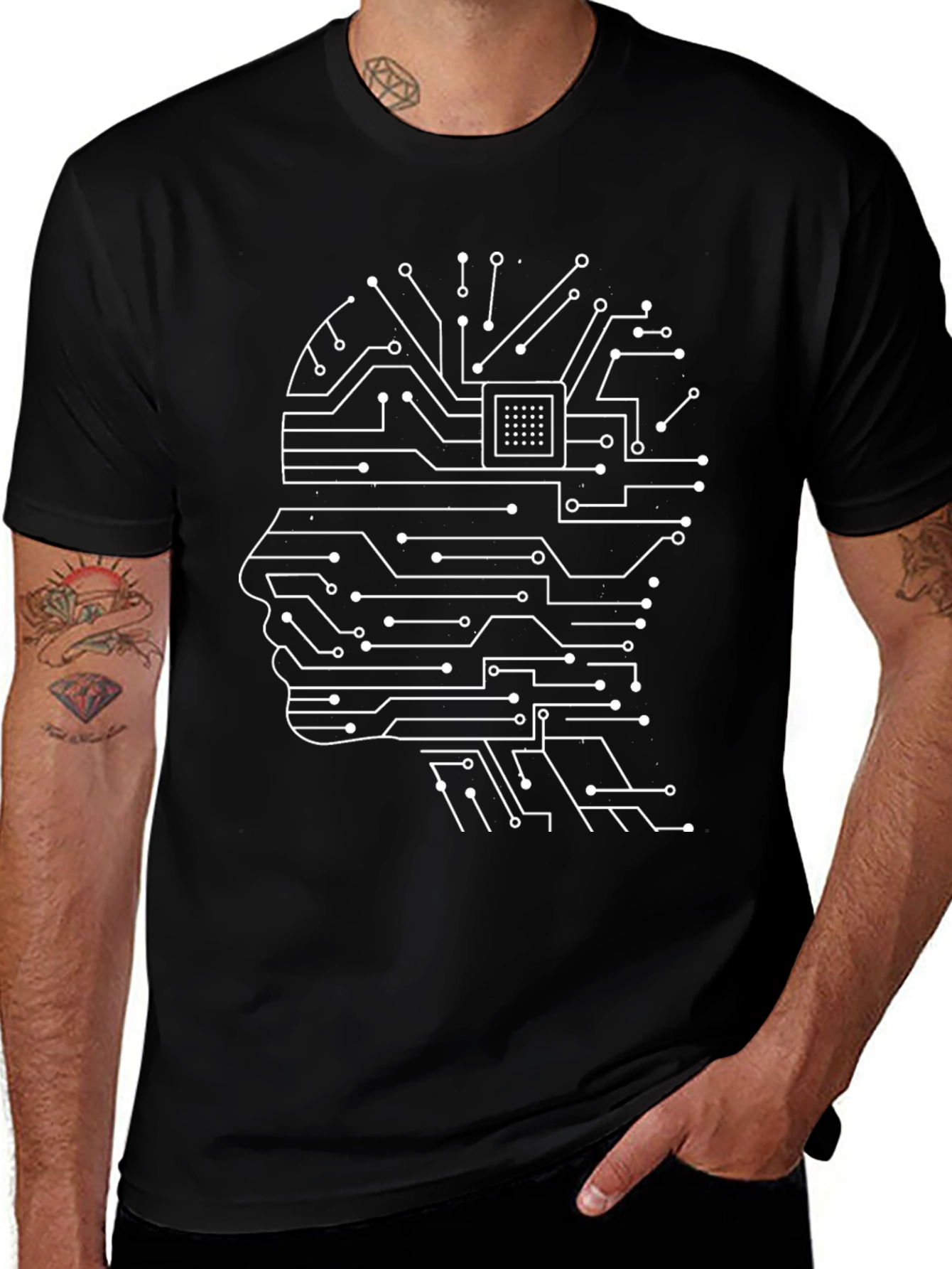 Tech Mind T-Shirt - Circuit Board Brain Design
