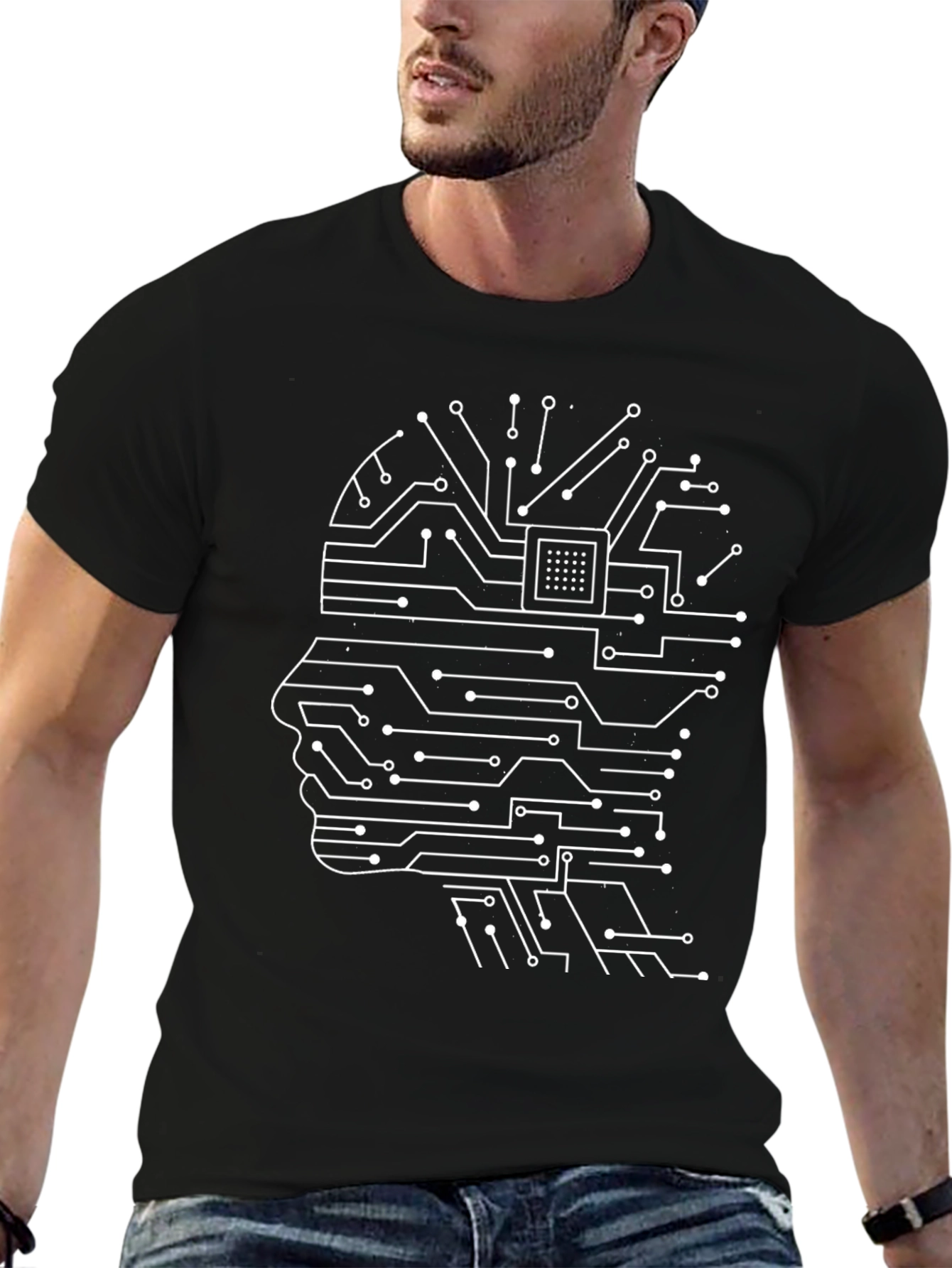 Tech Mind T-Shirt - Circuit Board Brain Design