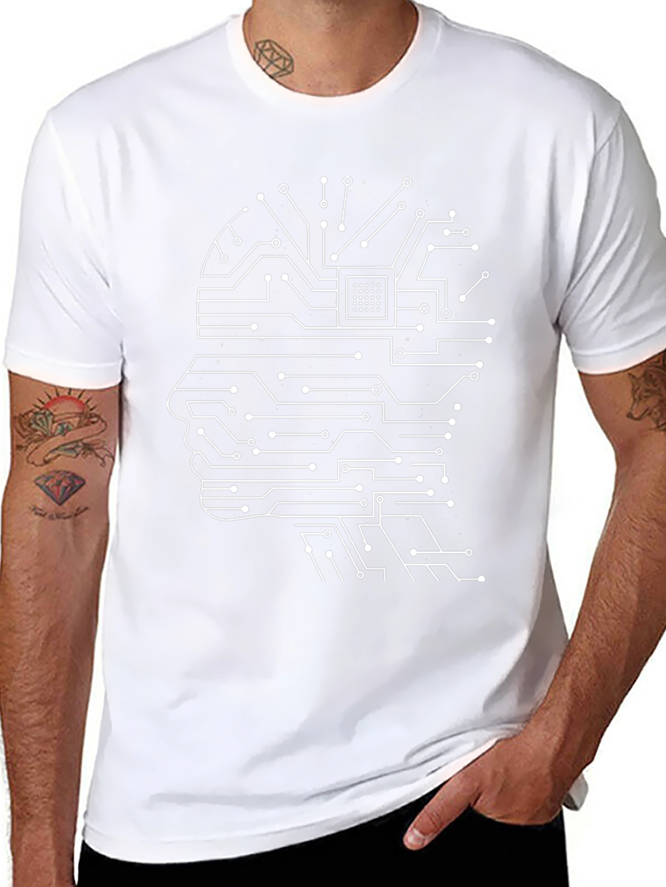 Tech Mind T-Shirt - Circuit Board Brain Design