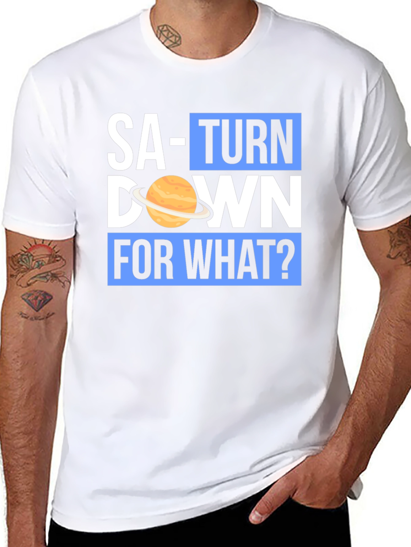 Saturn Down For What? Graphic T-Shirt