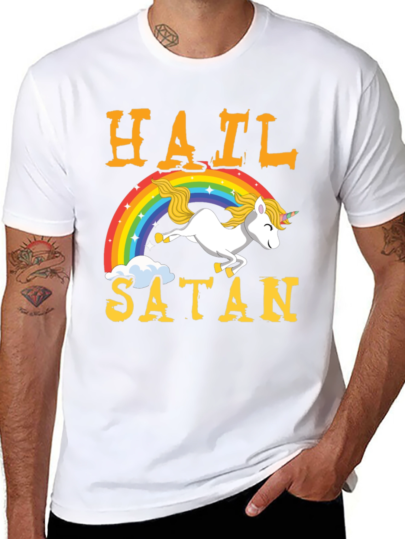Hail Satan Unicorn Rainbow T-Shirt