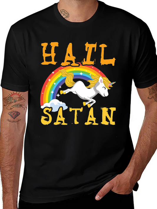 Hail Satan Unicorn Rainbow T-Shirt