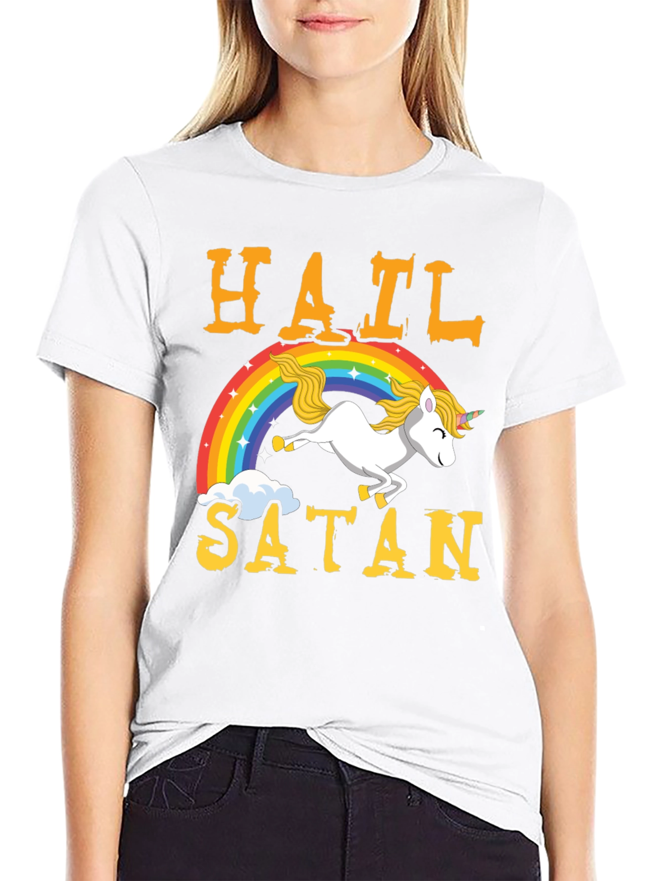 Hail Satan Unicorn Rainbow T-Shirt