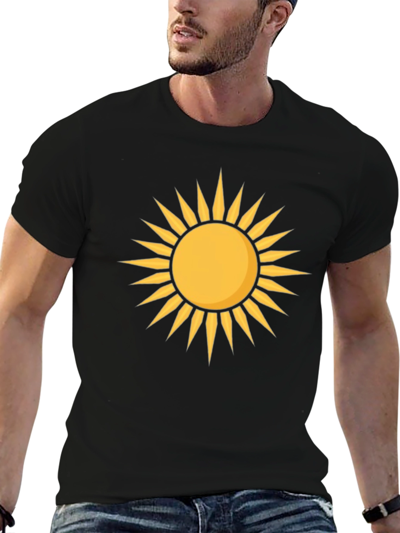 Radiant Sun Graphic Tee - Black Cotton T-Shirt