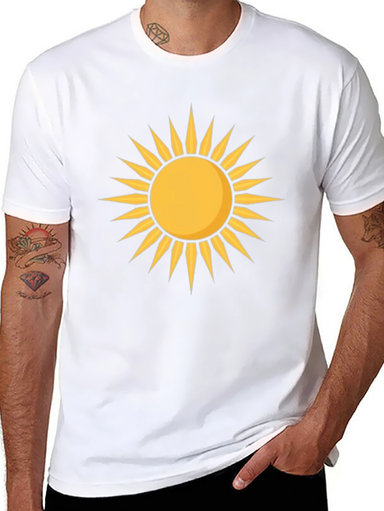 Radiant Sun Graphic Tee - Black Cotton T-Shirt