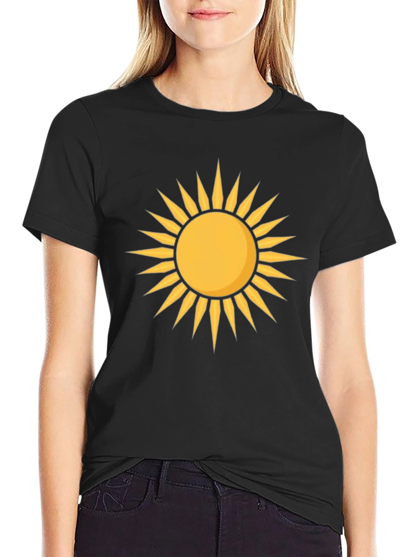 Radiant Sun Graphic Tee - Black Cotton T-Shirt