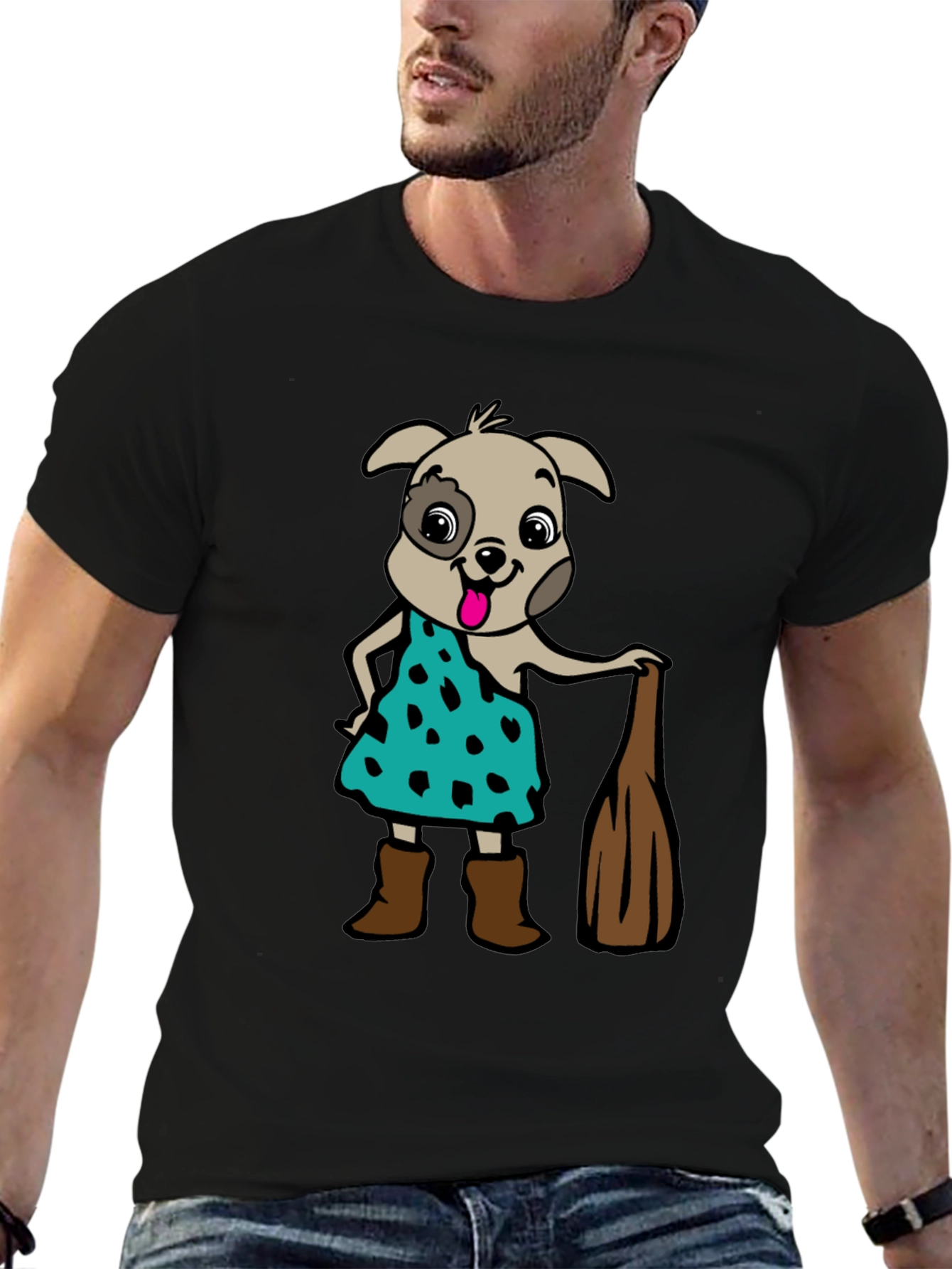 Cartoon Dog Graphic Tee - Flintstones Inspired