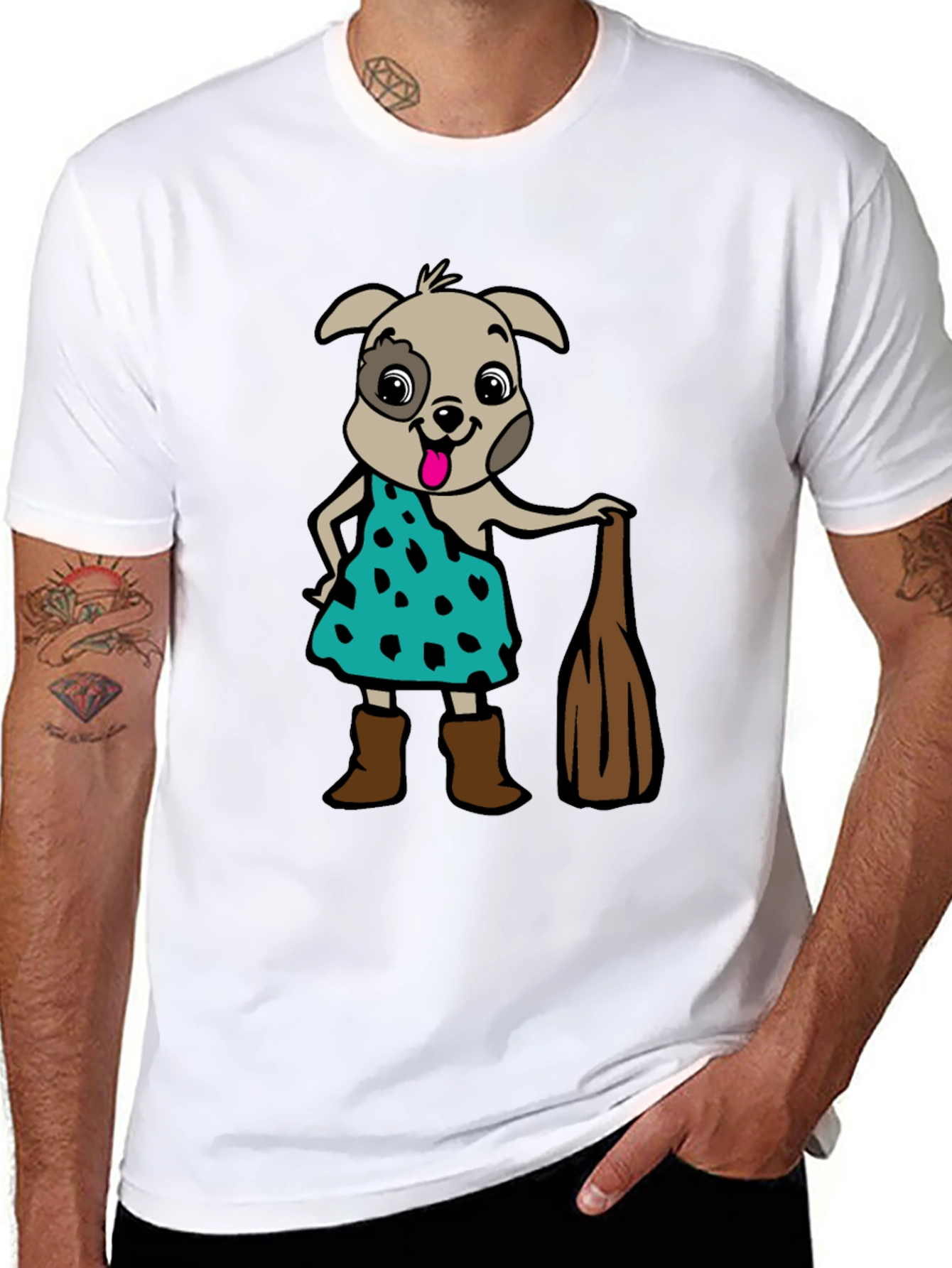 Cartoon Dog Graphic Tee - Flintstones Inspired