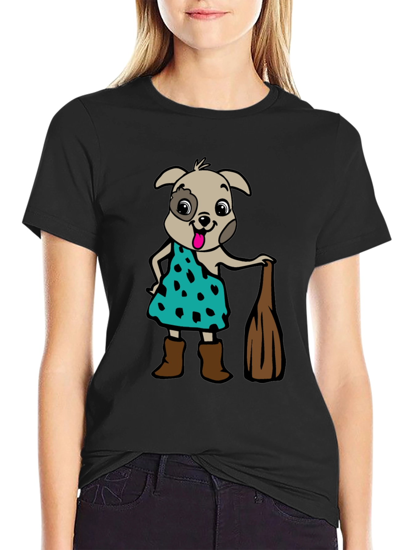 Cartoon Dog Graphic Tee - Flintstones Inspired