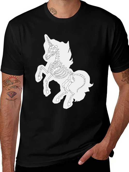 Unicorn Skeleton Graphic Tee - Black T-Shirt