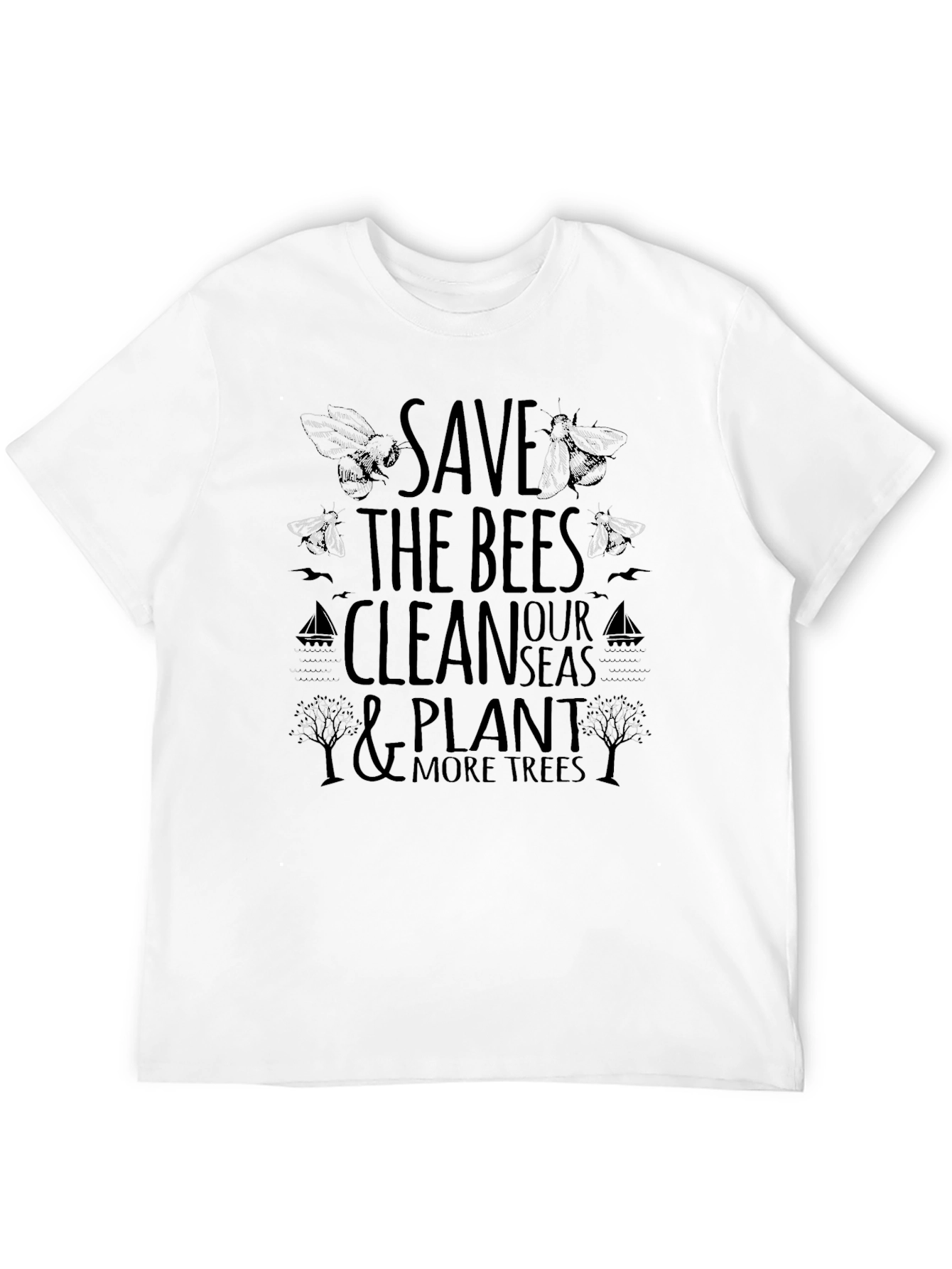 Save The Bees Graphic Print Black T-Shirt