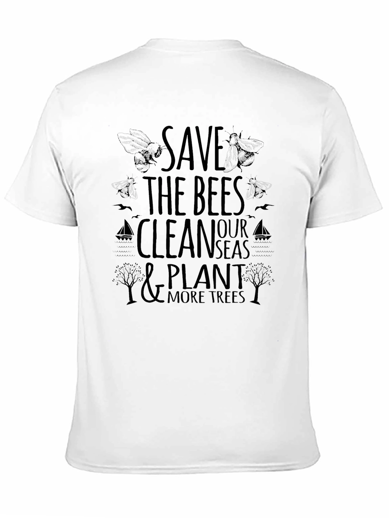 Save The Bees Graphic Print Black T-Shirt