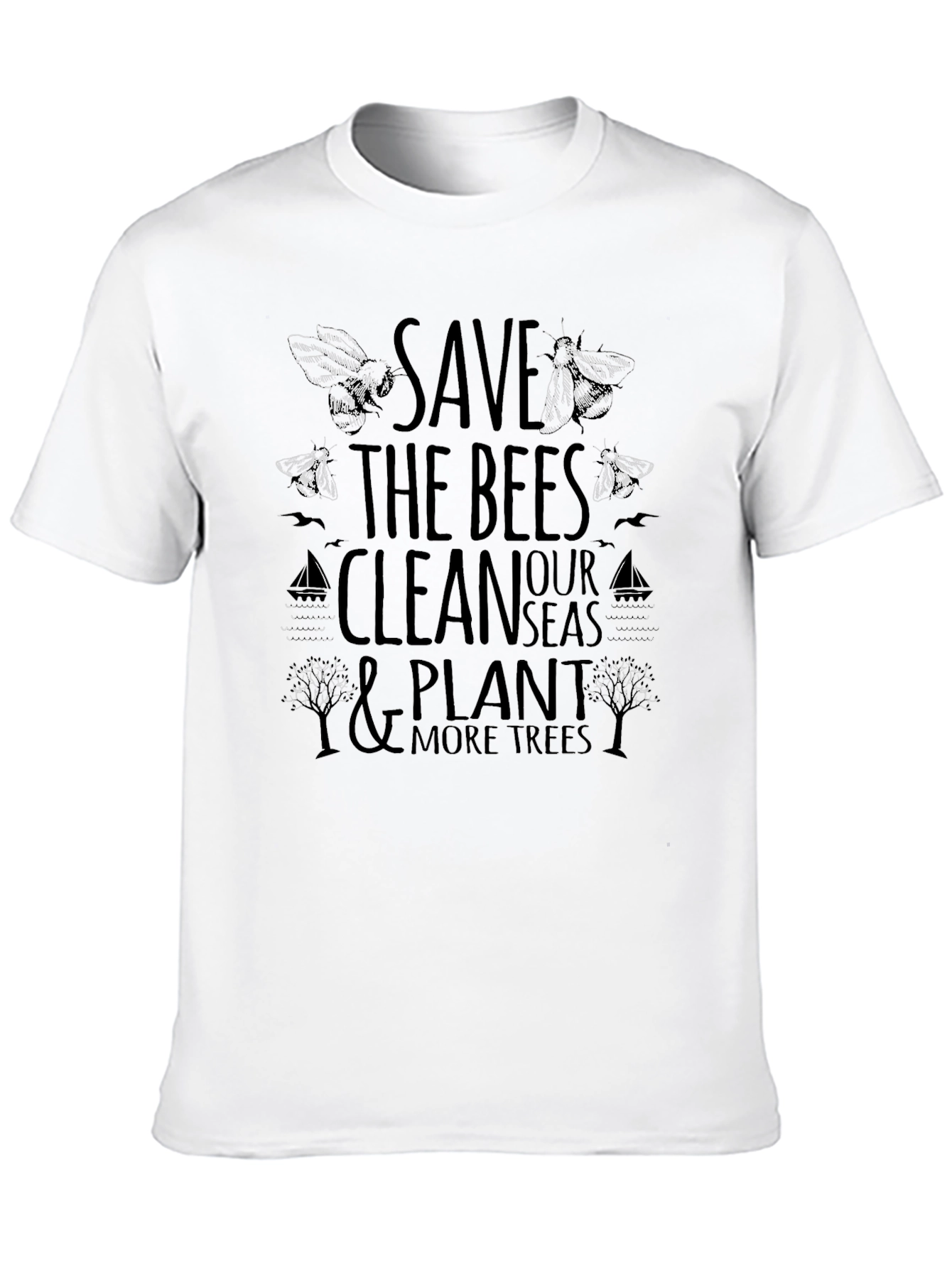 Save The Bees Graphic Print Black T-Shirt