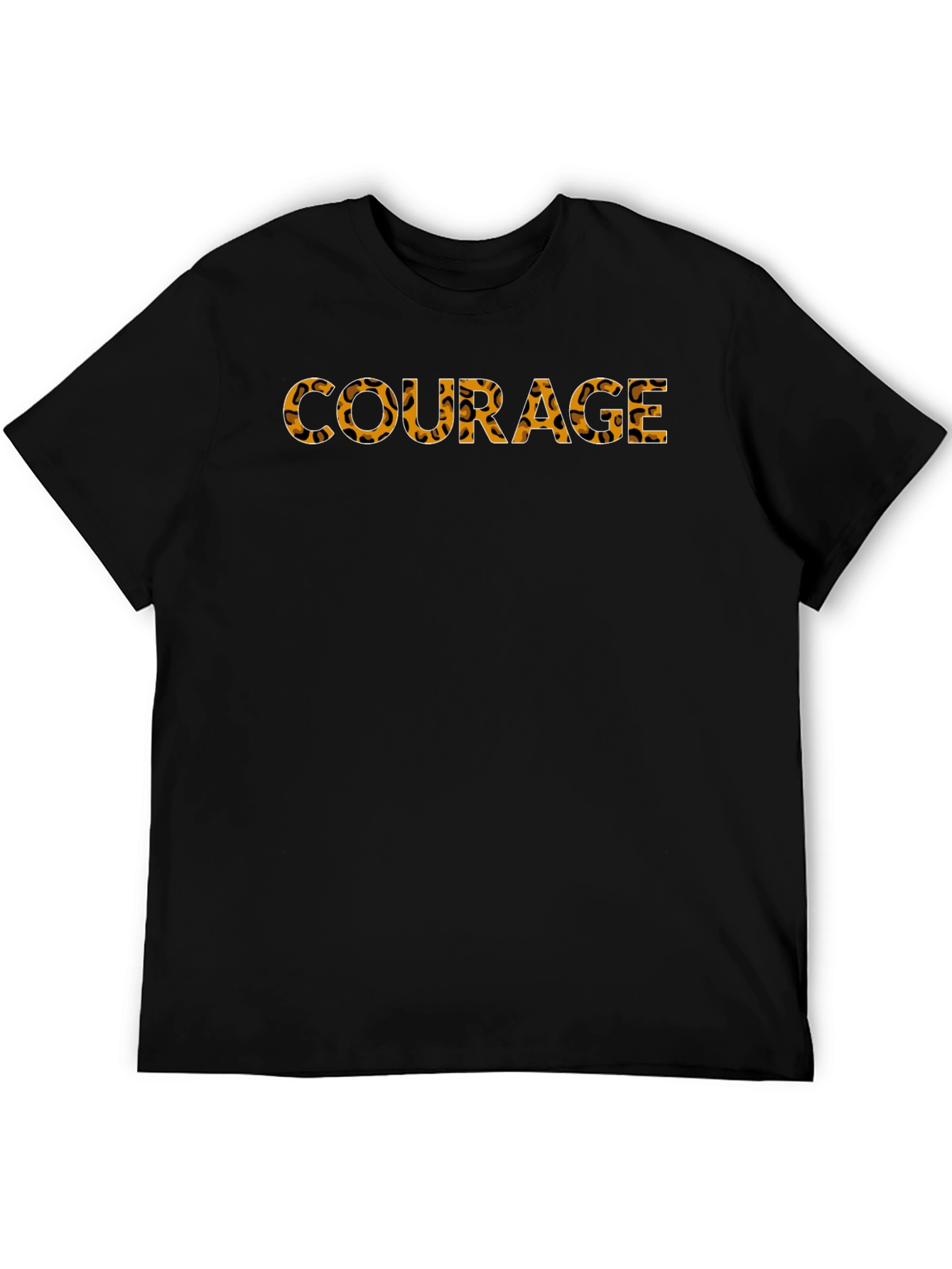 Courage Graphic Tee - Leopard Print Text Black T-Shirt