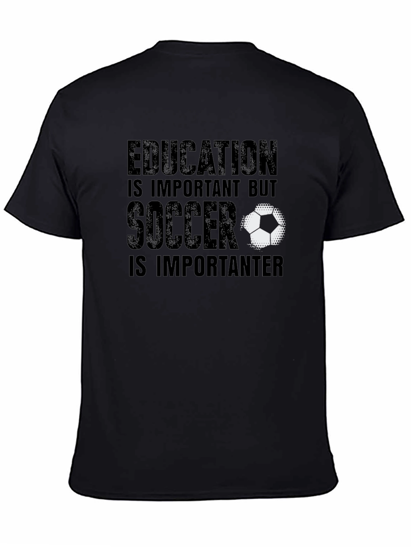 Education Soccer Graphic Tee Black Cotton