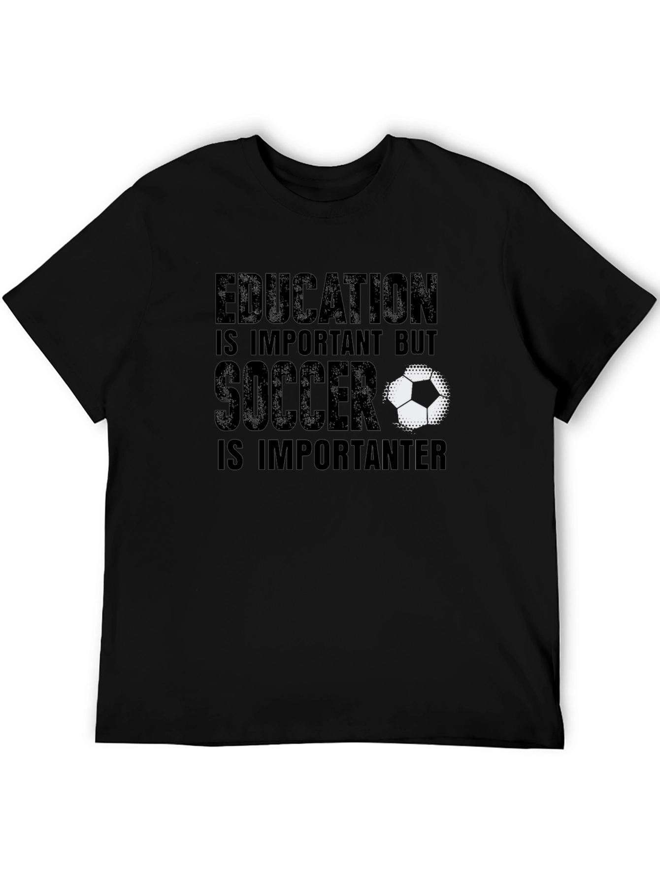 Education Soccer Graphic Tee Black Cotton