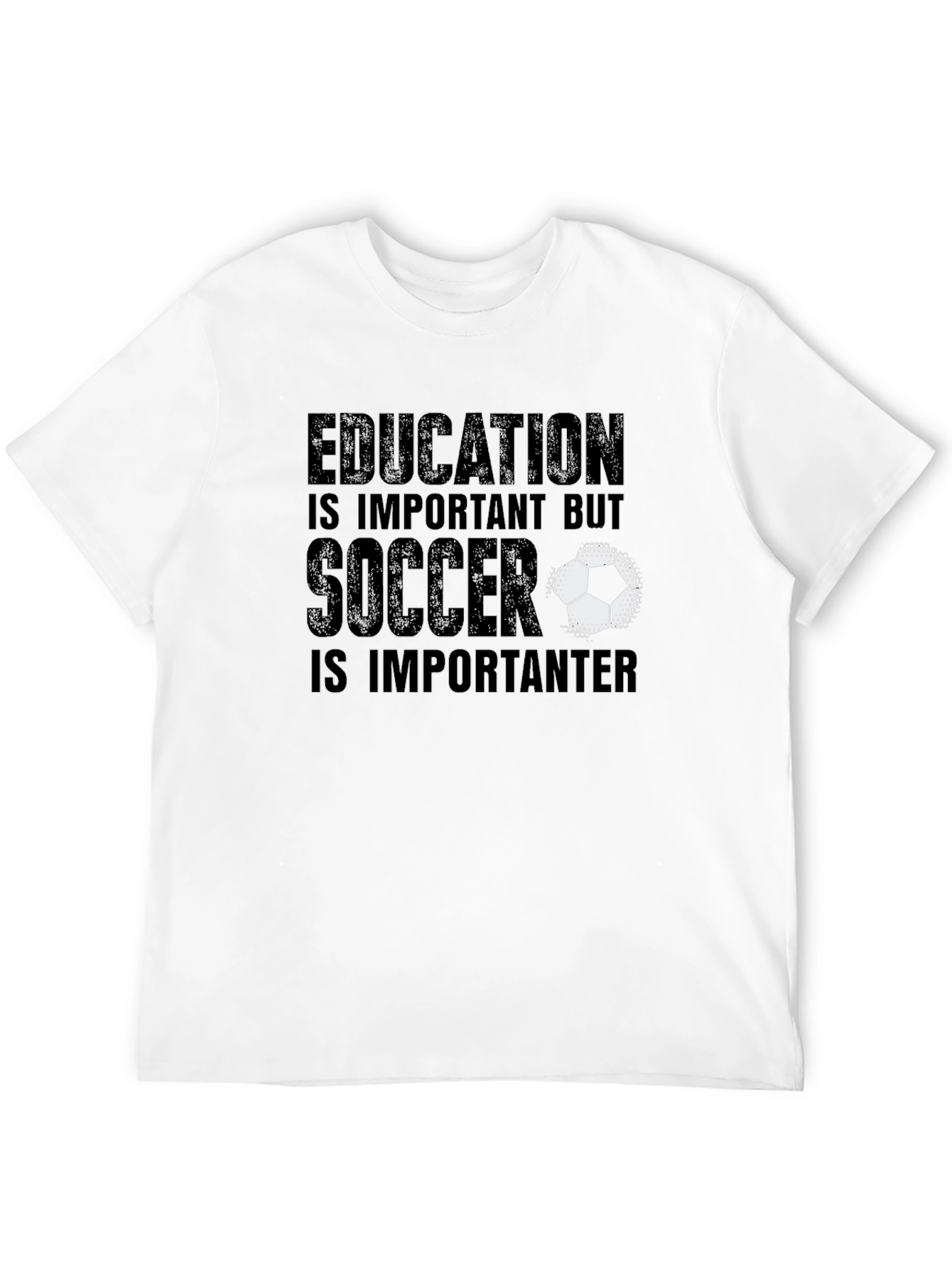 Education Soccer Graphic Tee Black Cotton