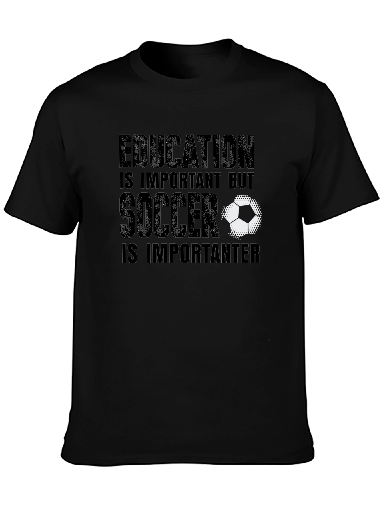 Education Soccer Graphic Tee Black Cotton