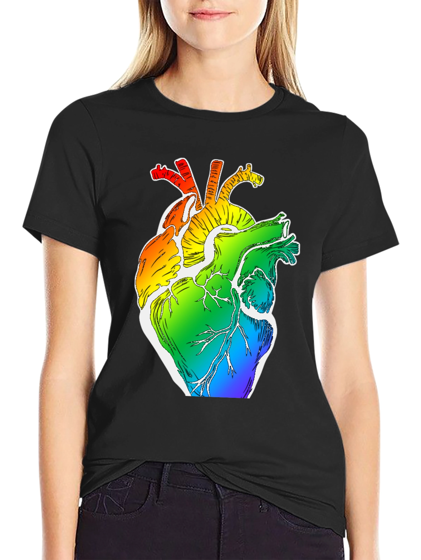 Rainbow Heart Anatomy Graphic Tee - LGBTQ+ Pride Shirt