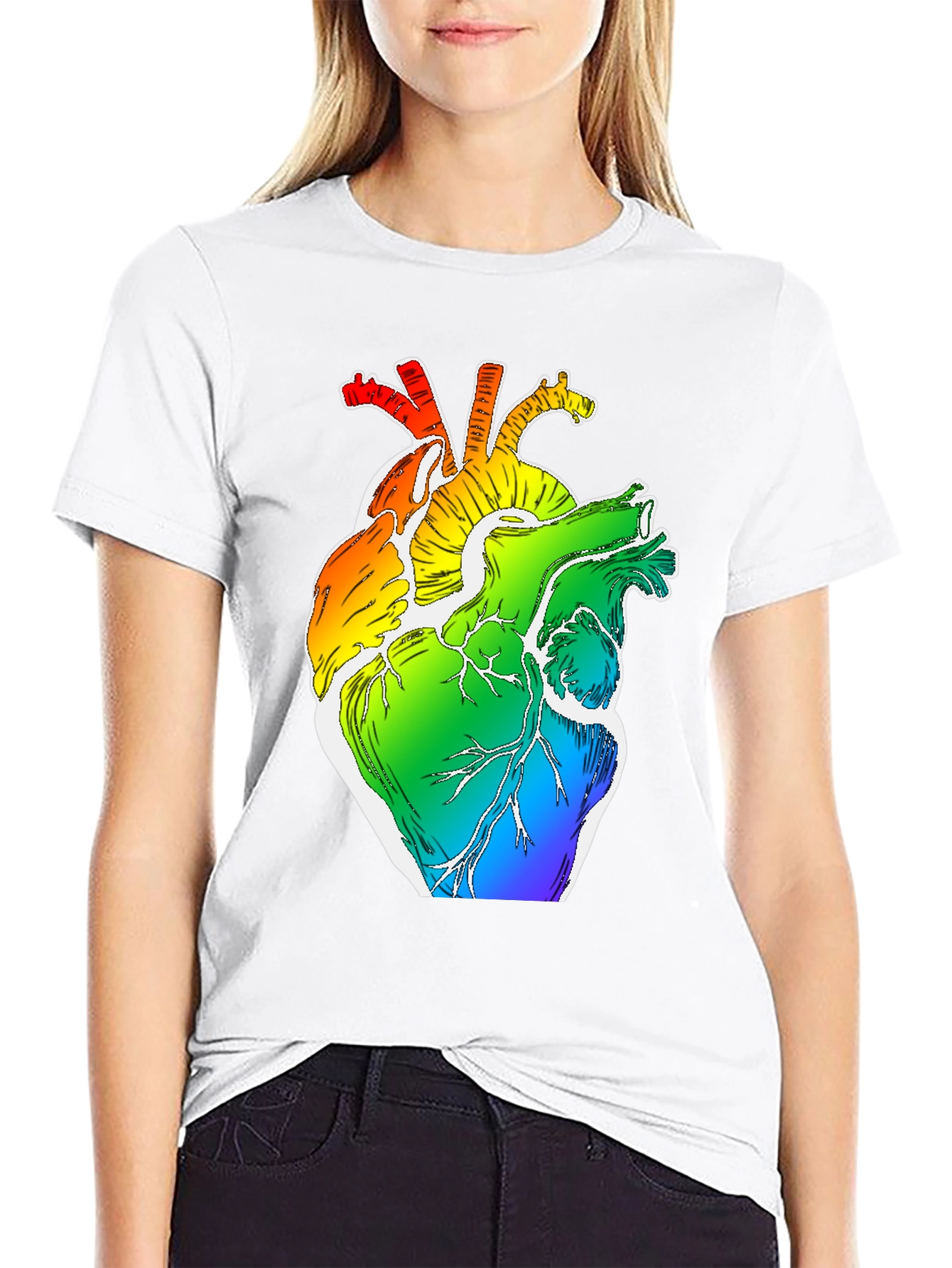 Rainbow Heart Anatomy Graphic Tee - LGBTQ+ Pride Shirt