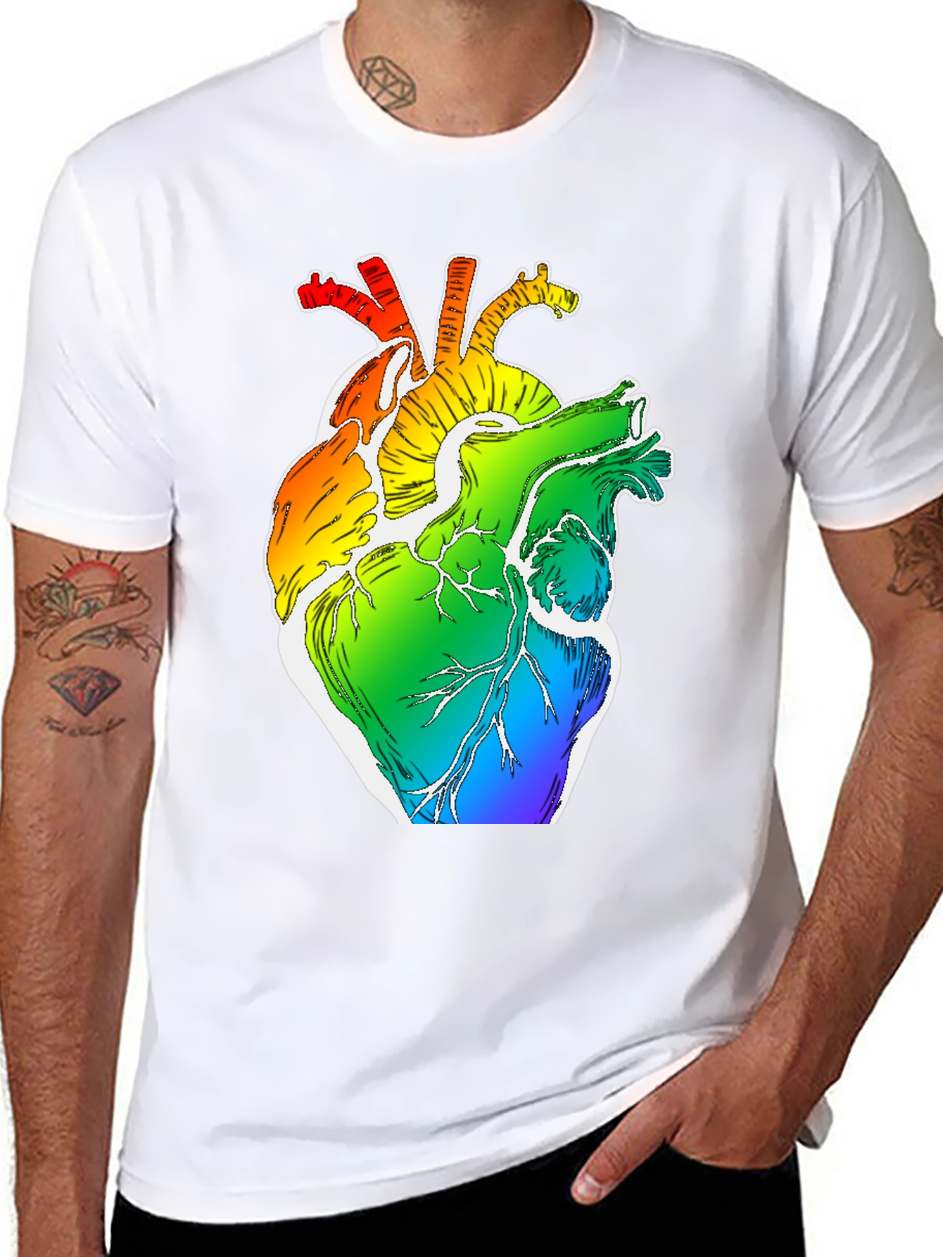 Rainbow Heart Anatomy Graphic Tee - LGBTQ+ Pride Shirt