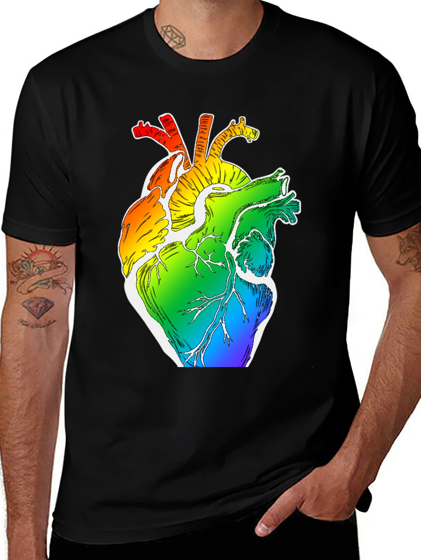 Rainbow Heart Anatomy Graphic Tee - LGBTQ+ Pride Shirt