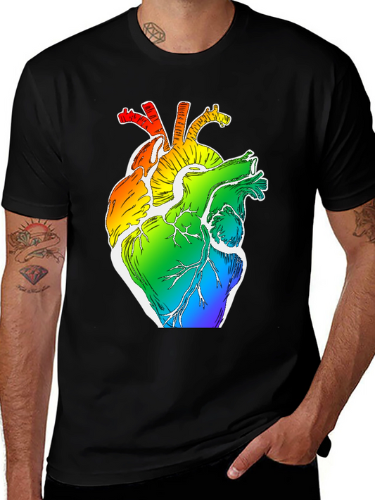 Rainbow Heart Anatomy Graphic Tee - LGBTQ+ Pride Shirt