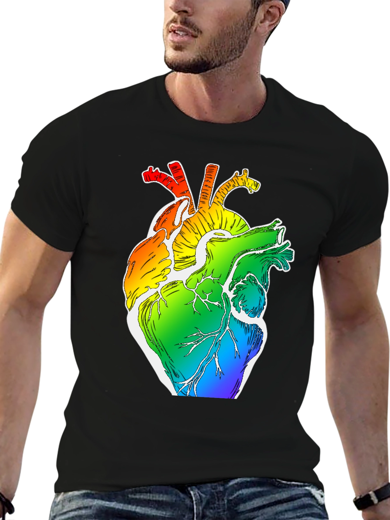 Rainbow Heart Anatomy Graphic Tee - LGBTQ+ Pride Shirt