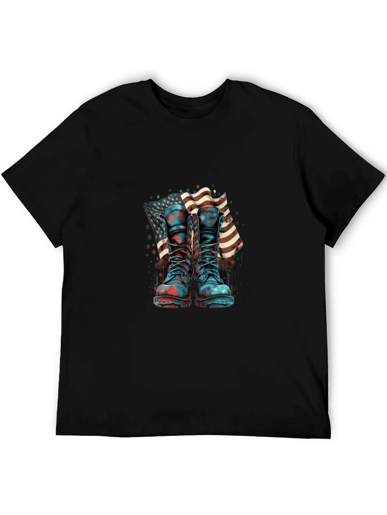 Patriotic Boots & Flag Graphic T-Shirt