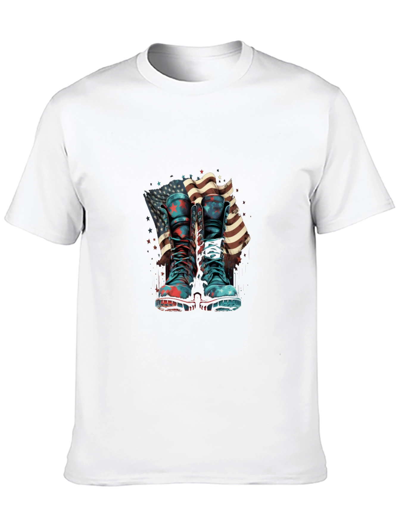 Patriotic Boots & Flag Graphic T-Shirt