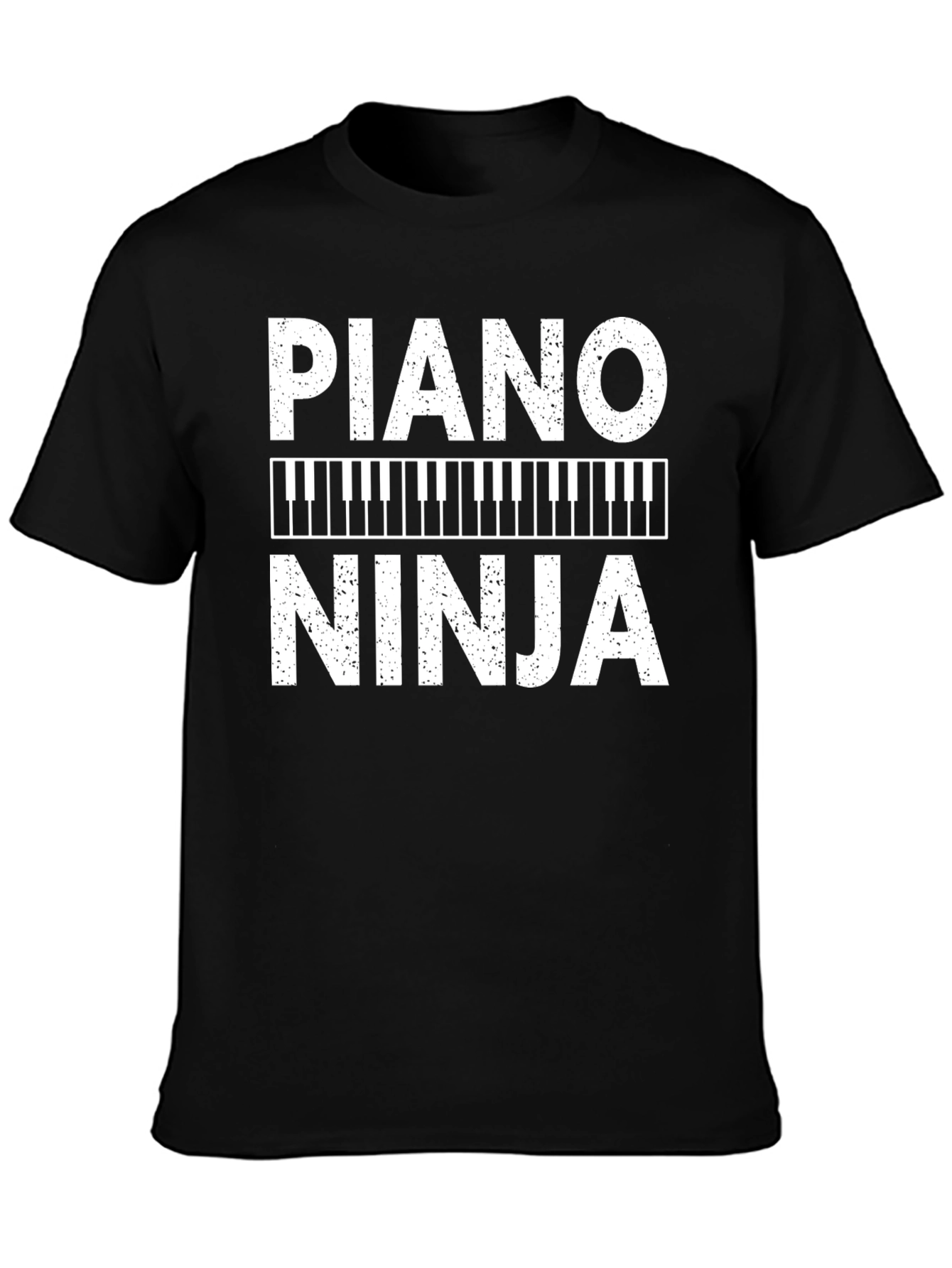 Piano Ninja Graphic Tee - Black Cotton T-Shirt
