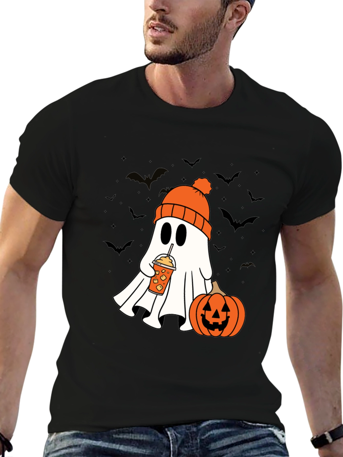 Halloween Ghost Pumpkin Latte Graphic T-Shirt