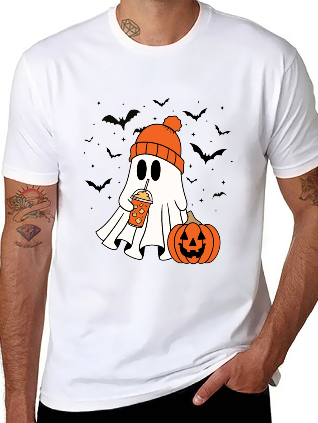 Halloween Ghost Pumpkin Latte Graphic T-Shirt