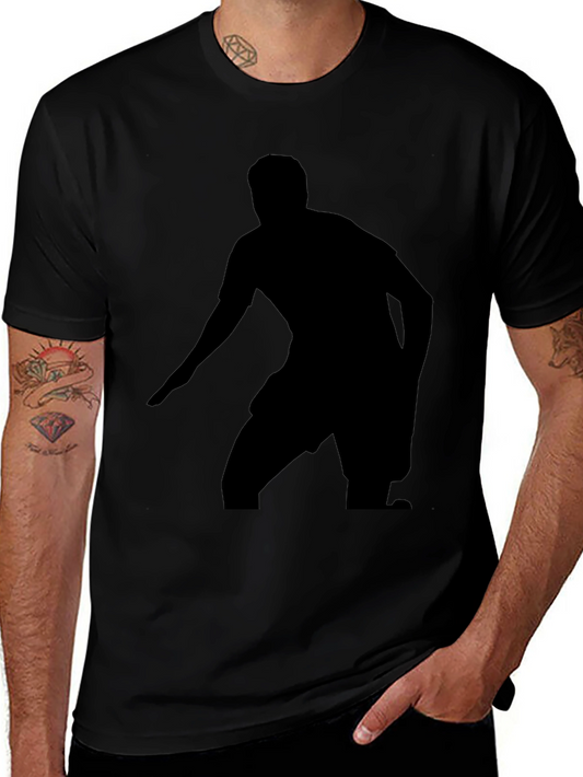 Black Graphic Tee - Soccer Player Silhouette