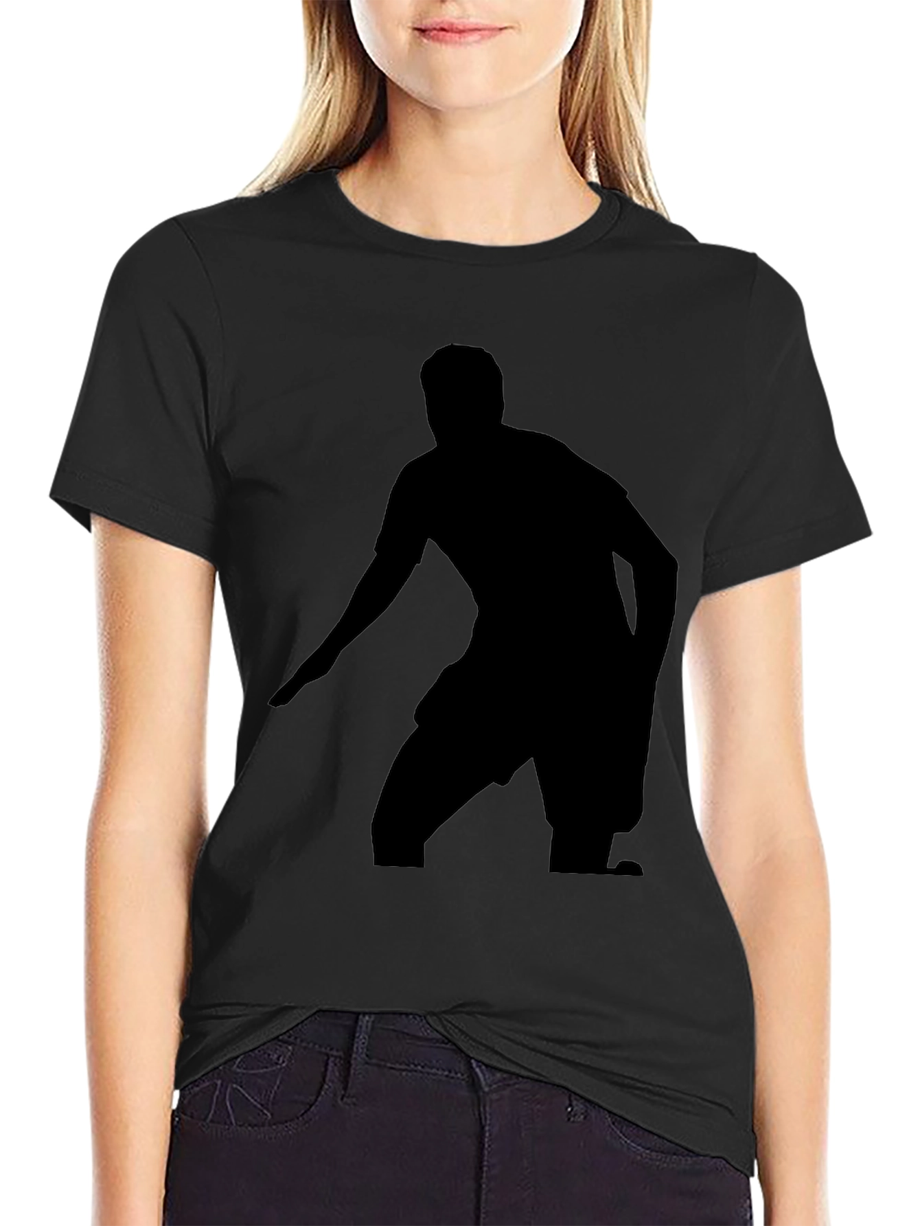 Black Graphic Tee - Soccer Player Silhouette