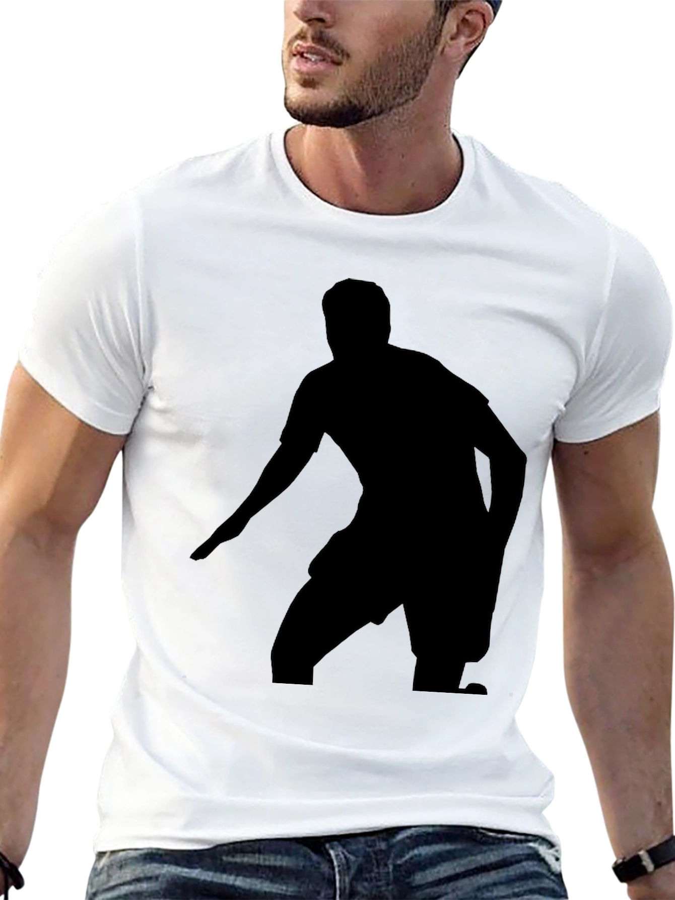Black Graphic Tee - Soccer Player Silhouette