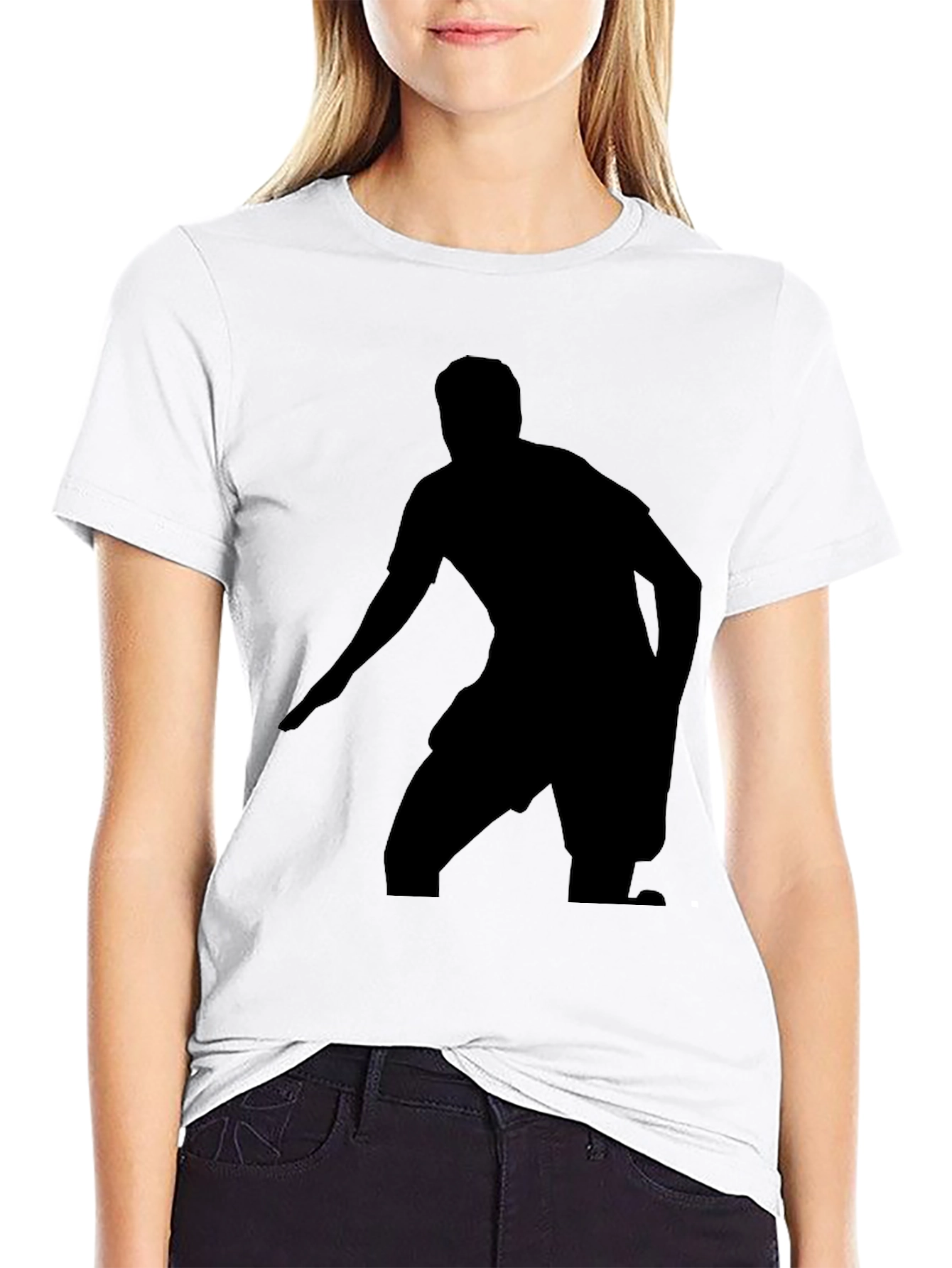 Black Graphic Tee - Soccer Player Silhouette
