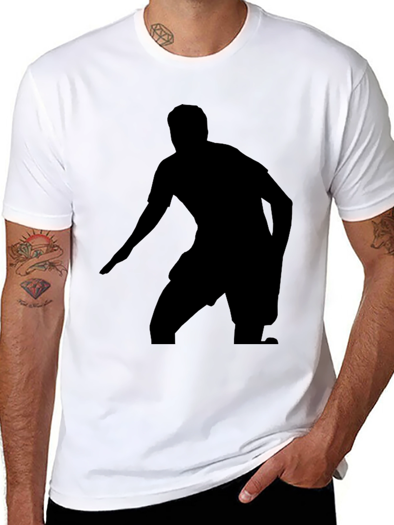 Black Graphic Tee - Soccer Player Silhouette