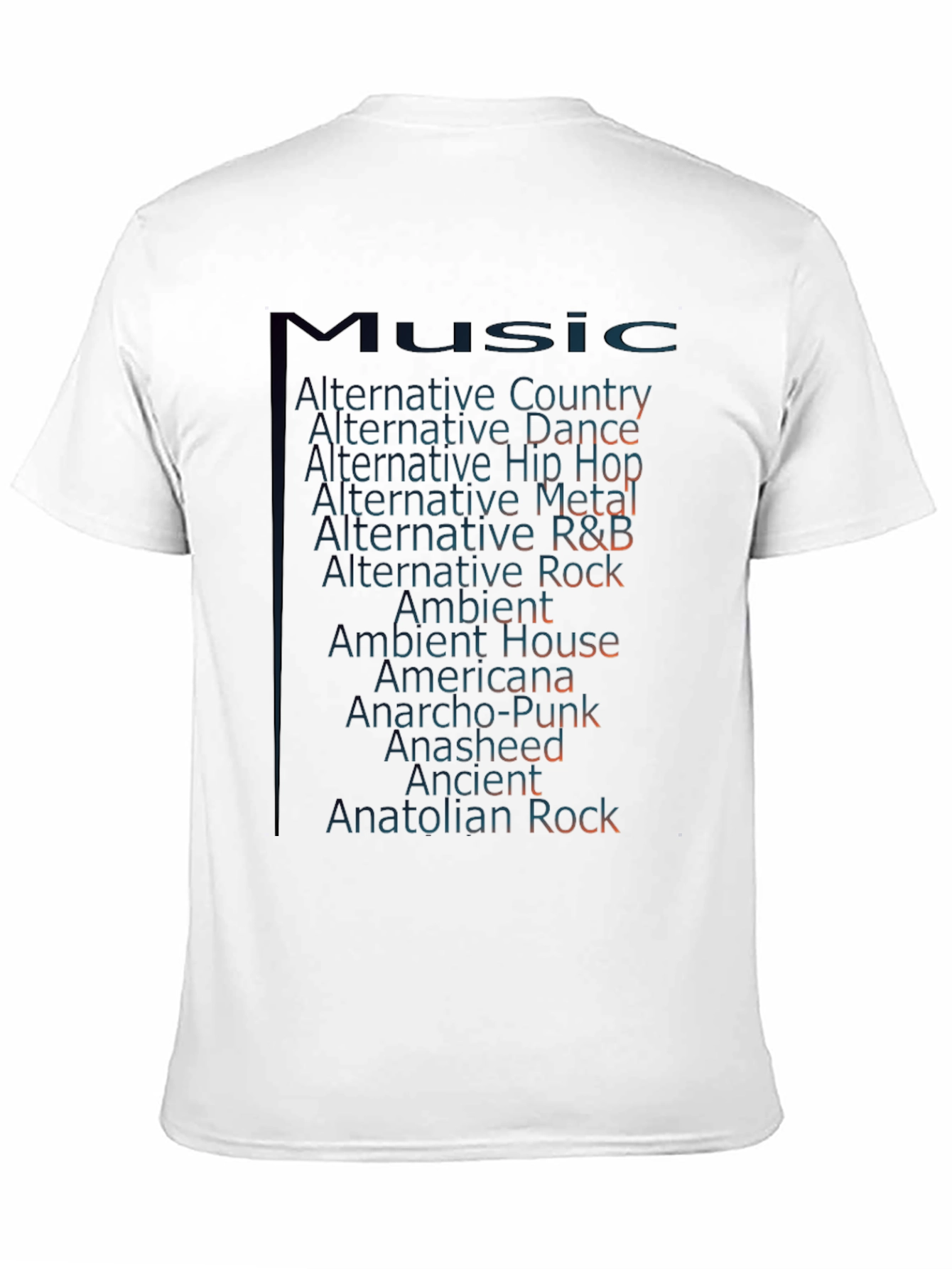 Music Genre T-Shirt - Alternative Rock Ambient Americana