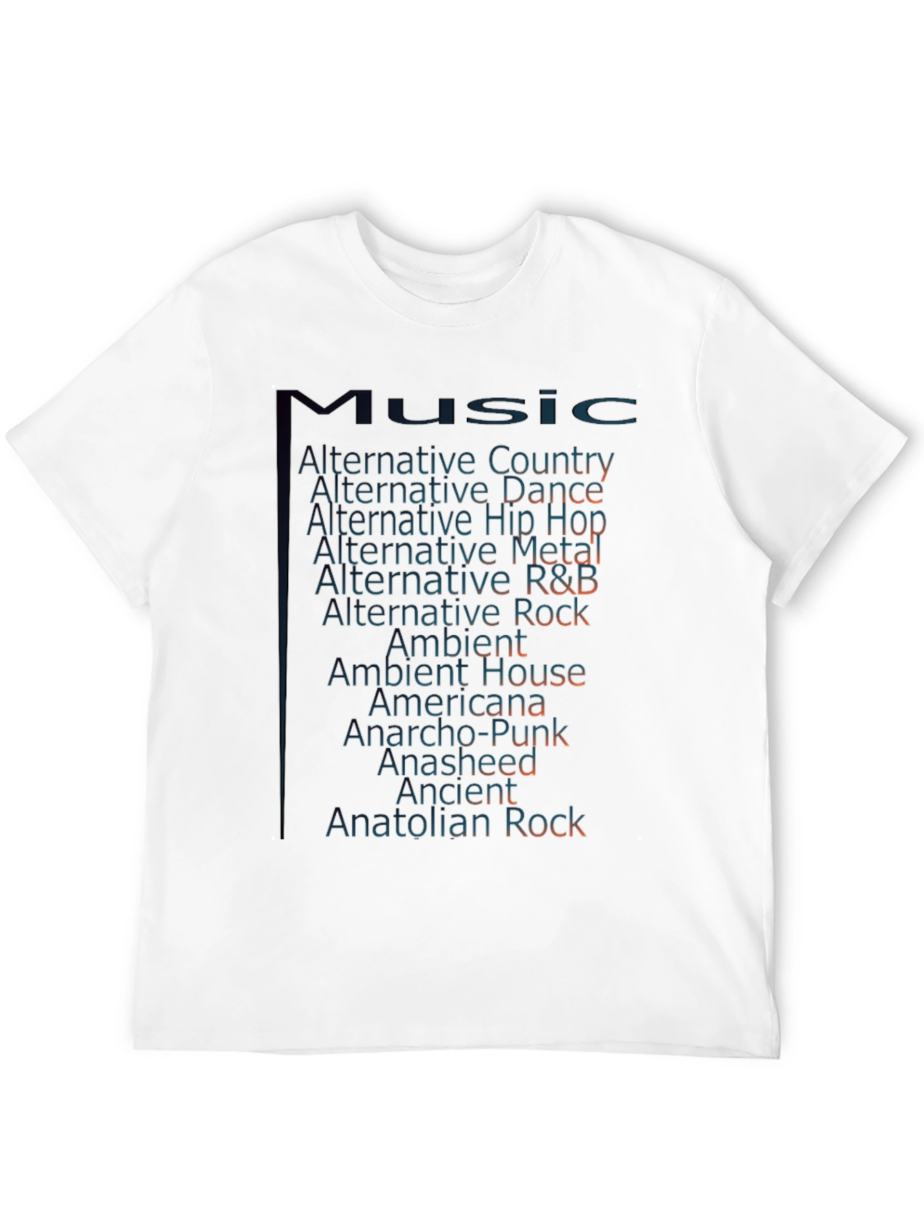 Music Genre T-Shirt - Alternative Rock Ambient Americana